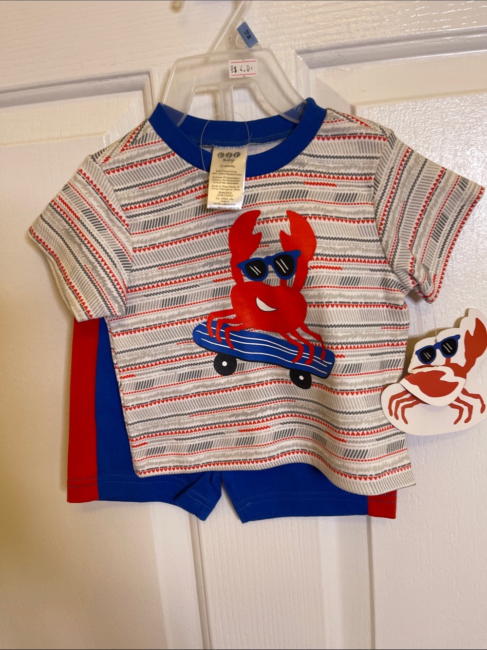 CJP BABY   Toddler Short-Sleeve Crab Graphic Tee in Red & Blue